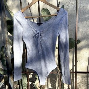 Gray lace up bodysuit